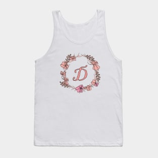 Letter D Rose Pink Initial Monogram - Letter D Tank Top